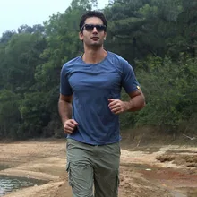 Бренд JOZSI, Мужские Складные быстросохнущие дышащие футболки с круглым вырезом для бега, туризма, с коротким рукавом, топы, спортивные ультралегкие футболки