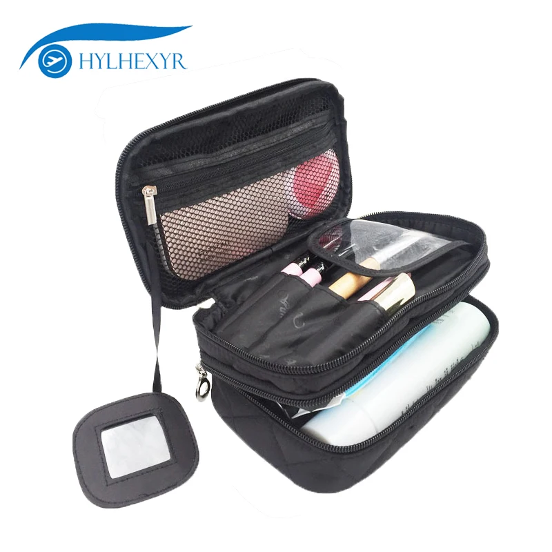 Hylhexyr Travel Makeup Bags Small Cosmetic Case Organizer With Mirror
