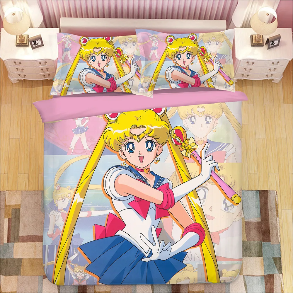 

Sailor Moon Anime Bedding Set Tsukino Usagi Duvet Covers Pillowcases Sailor Moon Comforter Bedding Sets bedclothes bed linen