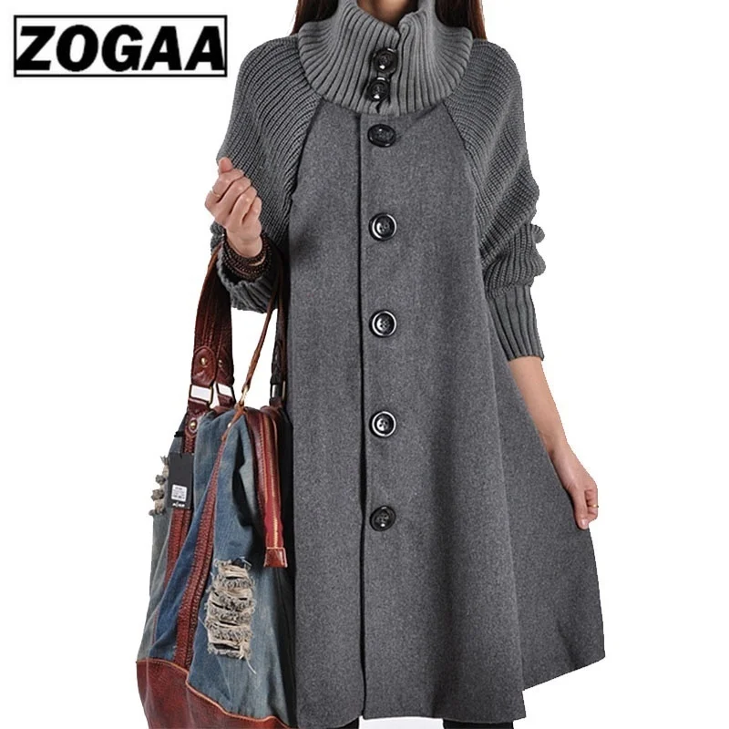 

ZOGAA New Winter Women's Fashion Woolen Coat Casual Batwing Sleeve Overcoat 2018 New Outware Women Loose Cotton Hoodies Jacket