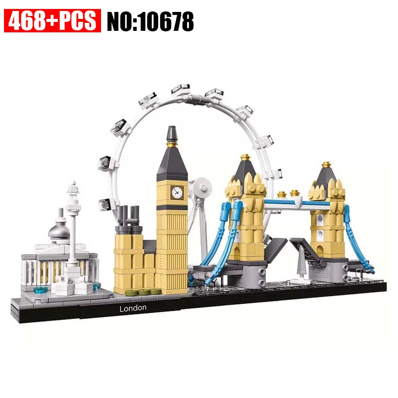 

468Pcs Architecture Figure Great Britain London Model Building Kit Blocks Bricks Girl Toy For Children Compatible 21034