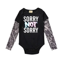 2018 Tatuagem Criativa Crânio Impresso Cotton Baby Boy Romper do bebê Recém-nascido Infantil Bebe Macacão Hip Hop Criança Crianças Conjunto de Roupas Traje