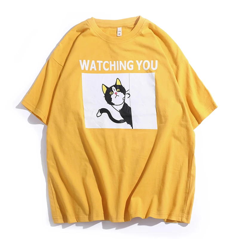 

Men's short sleeve pure cotton printed funny tshirts 2019 summer oversize hip hop streetwear casual cartoon tee shirts TS76