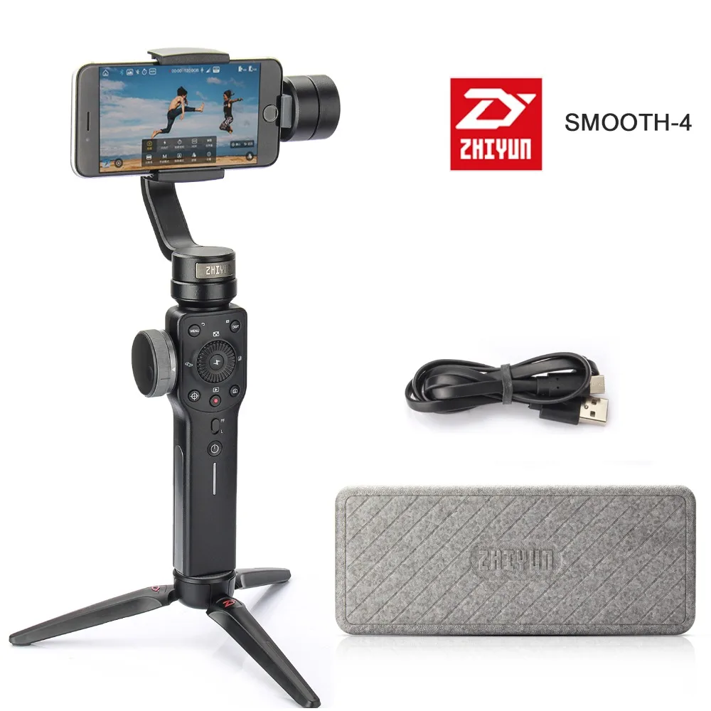 Ручной Стабилизатор Zhiyun Smooth 4 3 осевой шарнирный стабилизатор для iPhone X 8 7 Plus Samsung S8