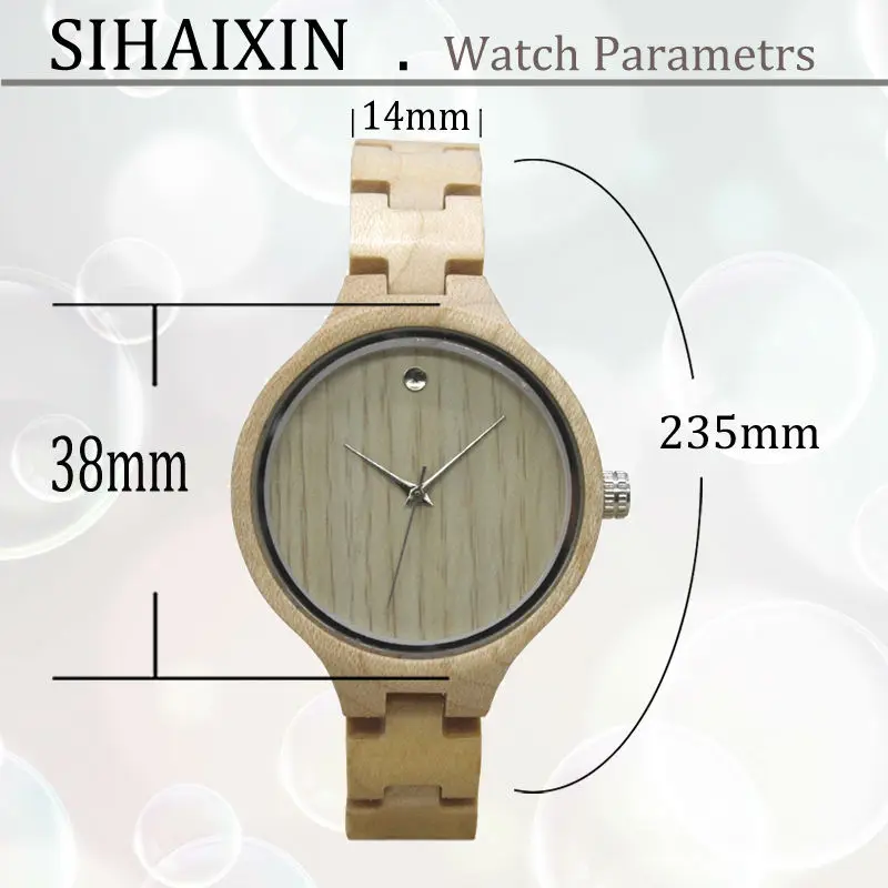 wood watch size