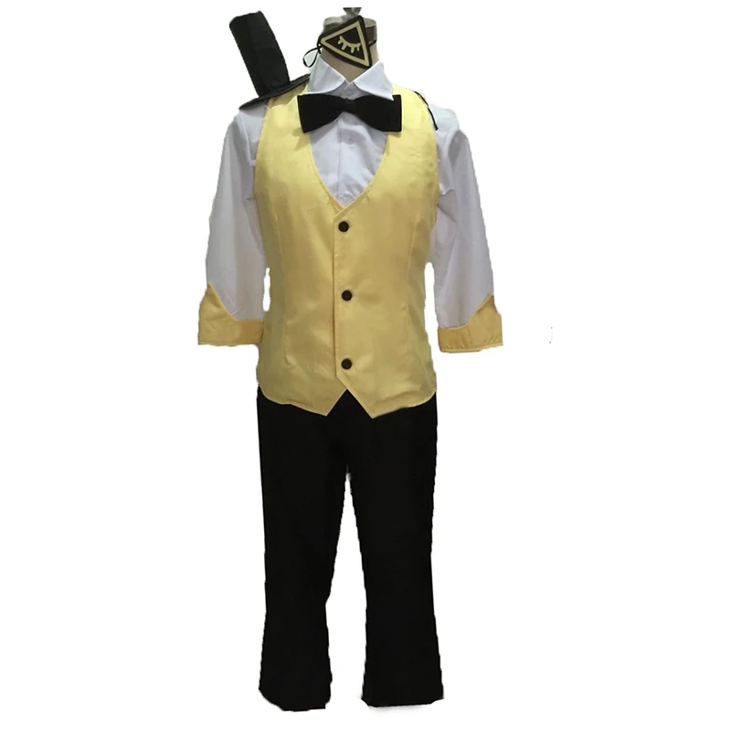 

Bill Cipher Cosplay Costume Mystery Attack Outfit Halloween Costumes with hat and eye cover 11