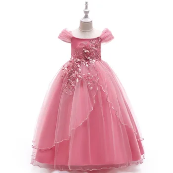 

4232 Maxi Embroidery Costume Princess Baby Girl Dress Summer Spring Wedding Party Kid Dress For Girl Wholesale baby girl clothes
