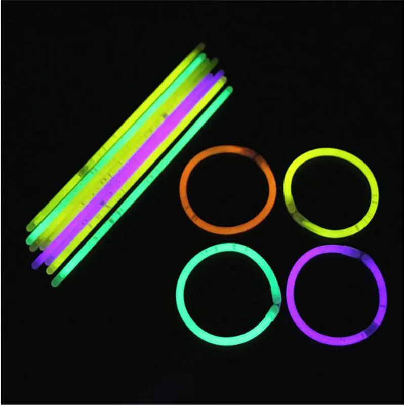 

50PCS/100PCS Party Fluorescence Light Glow Sticks Bracelets Necklaces Neon Wedding Bright Colorful Light Event Festival Supplies