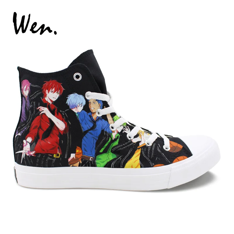 Wen Hand Painted Cosplay Shoes Kuroko's Basketball Custom Sneakers Boy Male Anime Plimsolls Black Canvas Flat Rope Soled Shoes цена Wen Hand Painted Cosplay Shoes Kuroko's Basketball Custom Sneakers Boy Male Anime Plimsolls Black Canvas Flat Rope Soled Shoes цены онлайн