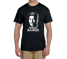 Sergio Ramos face logo tee 100% cotton cool t shirts Mens o-neck fashion T-shirts fans gift 0216-19