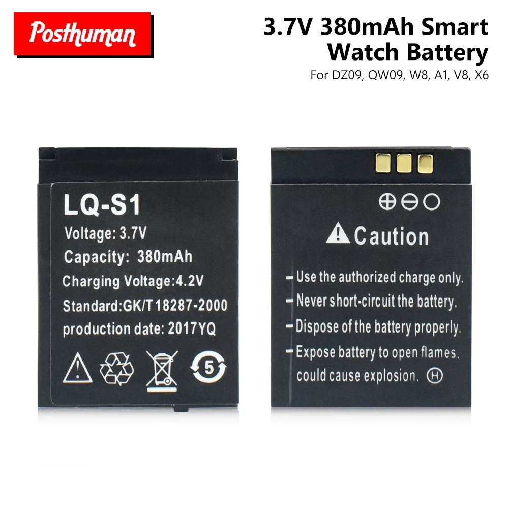 

POSTHUMAN LQ-S1 3.7V 380MAH Top Brand RECHARGEABLE LI-ION POLYMER SMART WATCH DZ09 BATTERY 1PCS Smart Watch Battery