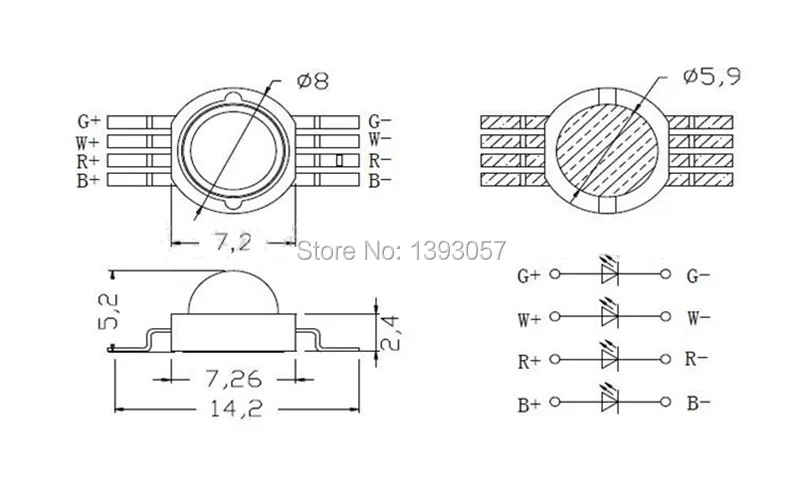 Kaufen 10 100 PCS RGBW LED Diode 8 pins High Power LED Chip 4 W Bunte vier core quellen DIY form LED Bühne lichter perlen