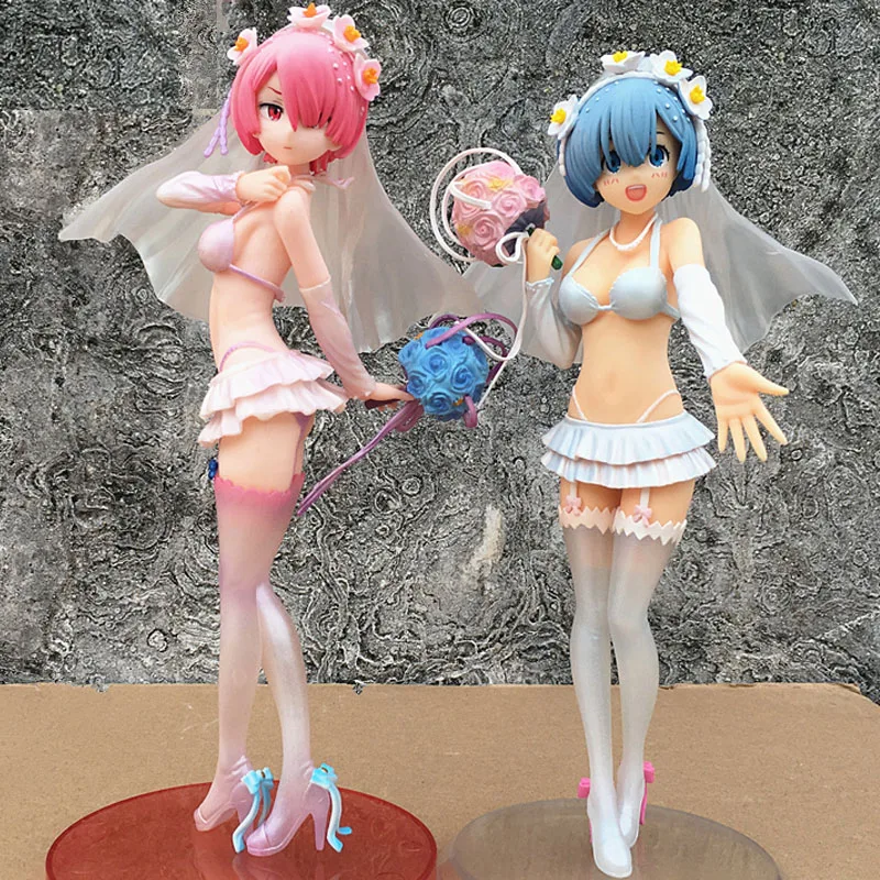 RELIFE IN A DIFFERENT WORLD FROM ZERO REM ACTION FIGURE 18 SCALE PAINTED FIGURE WEDDING DRESS GIRL VER. REM PVC FIGURE TOY (2)