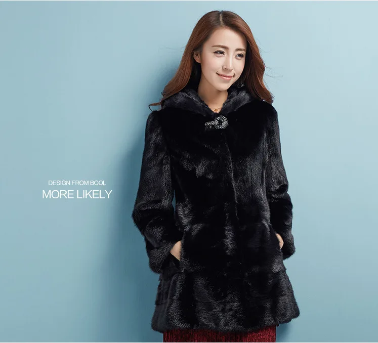 Новинка, зимние женские пальто из искусственного меха, M-XXL, большие размеры, модные женские пальто из искусственного меха норки бежевого и черного цвета - Цвет: Black 1
