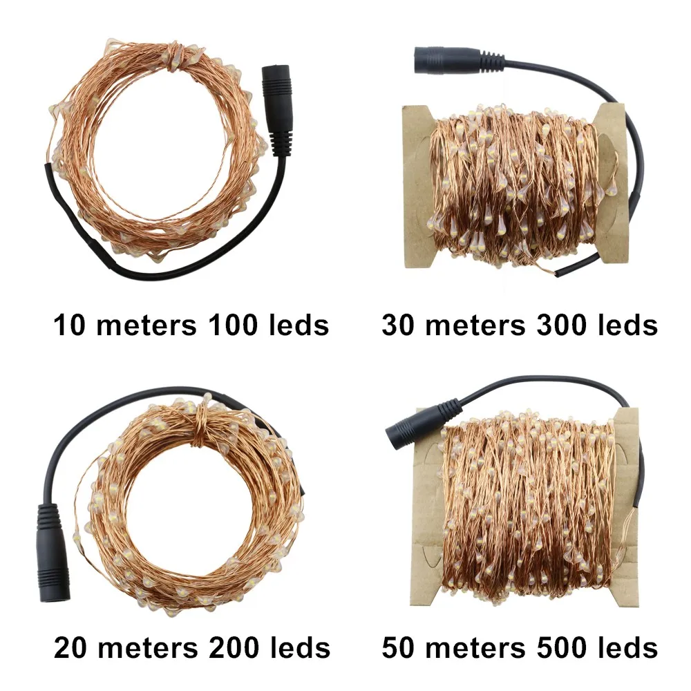 10m/20m/30m/50m Copper Wire Warm White Newest Remote Control LED String Lights Starry Lights Christmas Fairy lights+AC Adapter