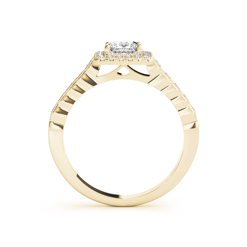 Женское кольцо из желтого золота с искусственным бриллиантом 0.5ct|Кольца| |