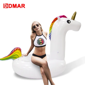 

DMAR 135cm Inflatable Unicorn Swimming Ring Giant Pool Float Toys Water Beach Mattress Lifebuoy Adults Party Sea Flamingo Donut