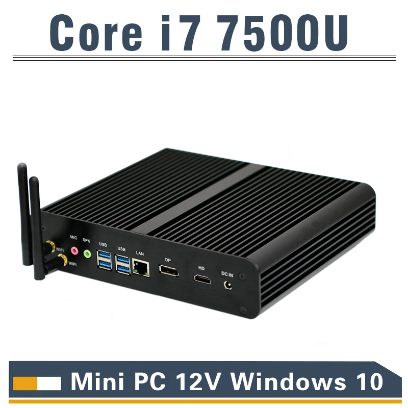 Новейший Core i7 7500U 7th Gen Kaby Lake безвентиляторный мини ПК Windows 10 микрокомпьютер intel HD
