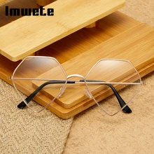 Imwete, большие размеры, прозрачные, винтажные, алмазные, полигон, женские очки, оправа, анти-голубые лучи, линзы, женские Украшения, оправа для очков