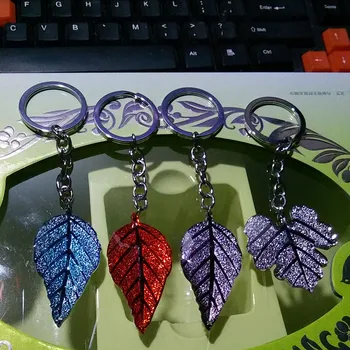

100piece/pack Fashion Personality Translucent Leaves Key Chain Red Blue White Acrylic Not Fading Key Ring Flash Bright Keychain