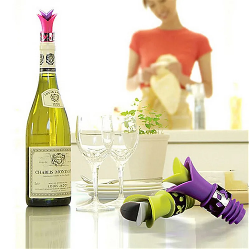 Вино Pourer Кухня Бар инструменты Лилия вина пробка для бутылки силикона утвержденный пищевой прочный IC872575