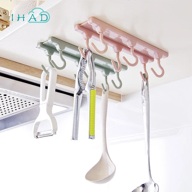 Best Quality Kitchen Cabinet Hook Multi-purpose Cabinet bottom Strong Hook Wardrobe Desk Storage Rack Seamless Rotation adhesive Hook