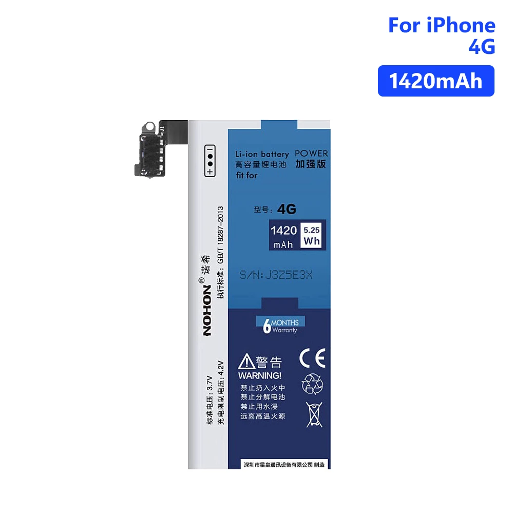 

NOHON Lithium Polymer Phone Battery For Mobile Phone Batteries High Quality 3.7V 1420mAh iPhone 4 4G iPhone4 Free Tools
