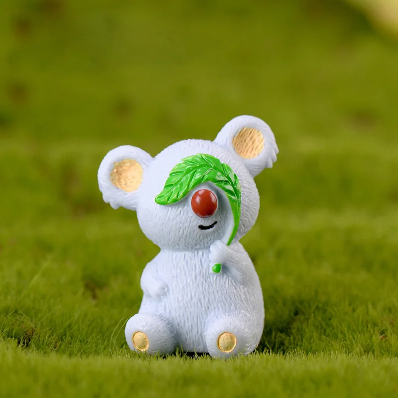 Серая игрушка медведь из смолы модель животного миниатюрные Мультяшные фигурки