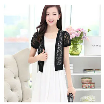 

Lace Top Short Sleeve 2019 New Korean Version Of The Wild Short-sleeved Lace Shawl Cardigan Sun Protection Clothing
