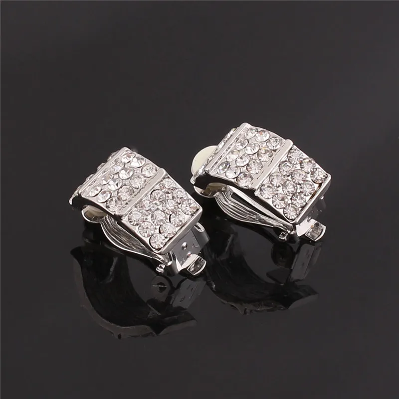 geometric shape vintage clip on earrings for women rhinestone earrings  (13)