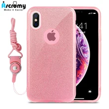 Ascromy 3 в 1 блестящий чехол для телефона Apple iPhone XS MAX XR X 8 7 6 6S Plus