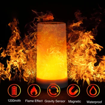 

LED Night Lamp USB Flame Effect DC5V LED Fire Magnetic Gravity Sensor Light For Square Camping Club Performance Show Decoration