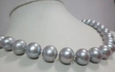 

Jew3118 8-9mm south sea genuine silver gray perfect round pearl necklace AAA