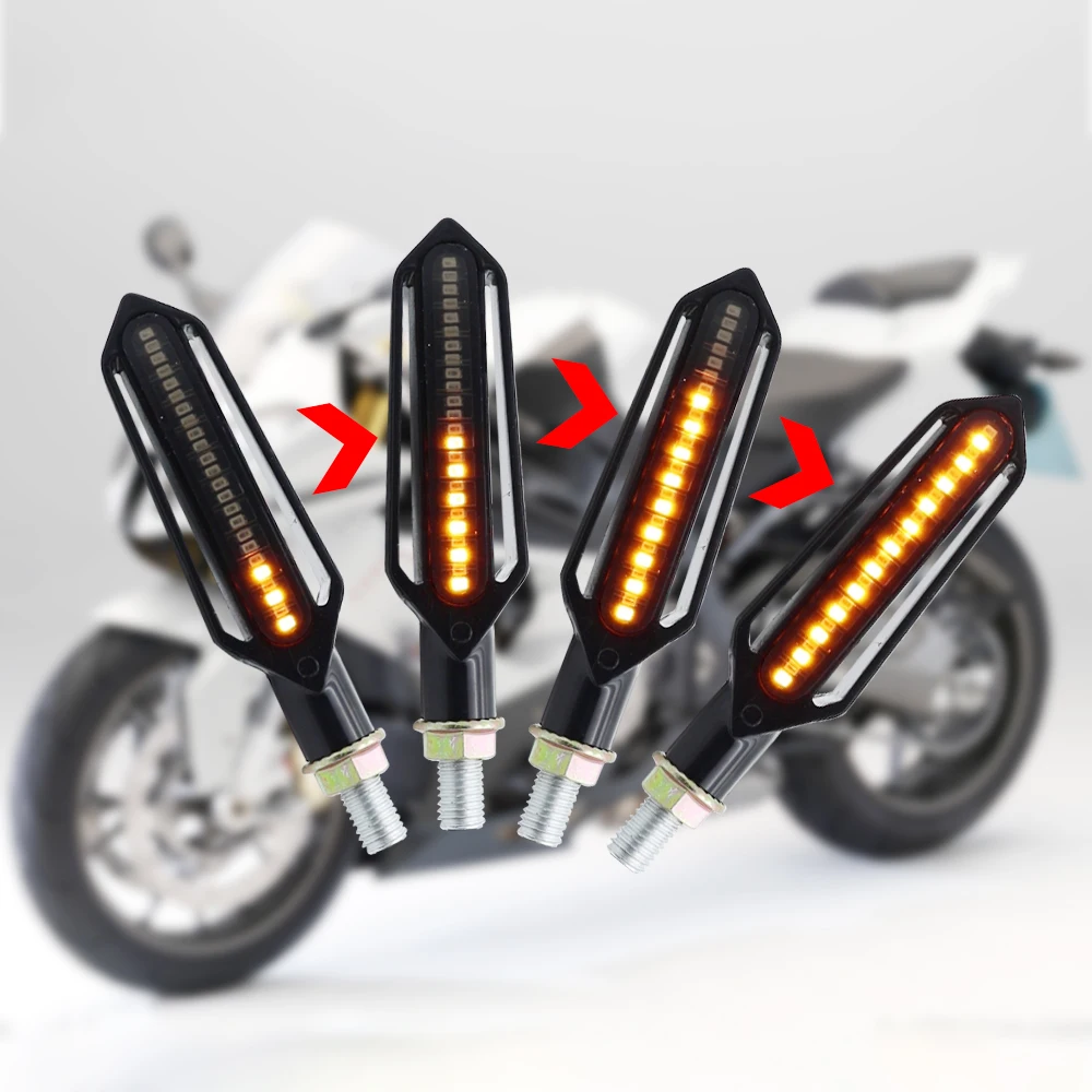 

4x Three-use Flowing Water lighting LED motorcycle turn signal red brake lamp white DRL Indicators Blinkers flicker for Harley