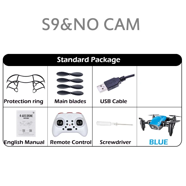 S9HW мини-Дрон с камерой S9 не складной Радиоуправляемый вертолет высота удержания Квадрокоптер WiFi FPV Микро Карманный Дрон мальчик игрушки - Цвет: S9-no cam-1B