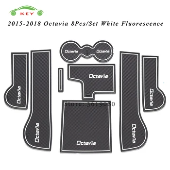 

Car Interior Accessories Rubber Door Pad for Skoda Octavia 2015-2018 Anti-slip Gate Slot Mat Cup Groove Mat Auto Decoration 8Pcs
