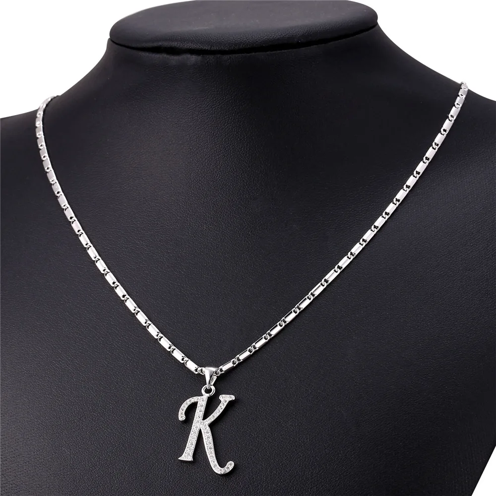 Zirconia Alphabet Letter Necklace Women 