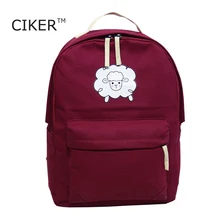 CIKER Nouveau 2016 Toile Femmes sac à dos Grande Capacité Sacs D’école Pour Les Adolescents Moutons Impression Sacs À Dos Pour Les Filles Mochila Escolar