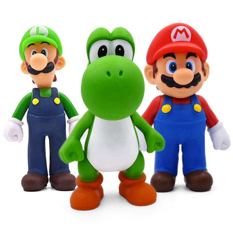 

12cm Super Mario 3pcs/Set Action Figure Toys 2019 New Cartoon Mario Yoshi Luigi PVC Collectible Model Toy Doll Gift