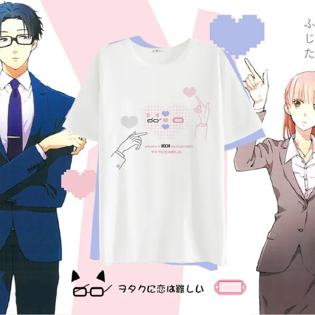 Аниме Wotakoi: Love is Hard for Otaku, футболка, модная мужская футболка, хлопок, короткий рукав, топы, футболка