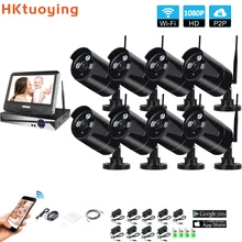 Беспроводная система наблюдения сетевой 10," ЖК-монитор NVR рекордер Wifi комплект 8CH 1080P HD видео входы 2.0MP камера безопасности