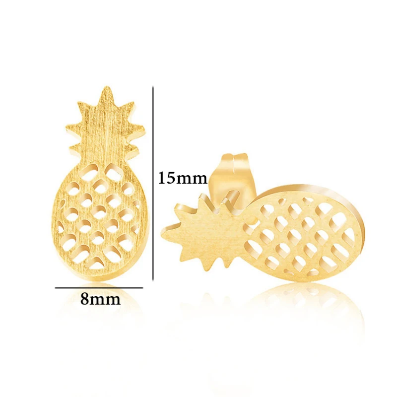 Женские серьги гвоздики в виде ананаса из нержавеющей стали|pineapple earrings|earrings studananas