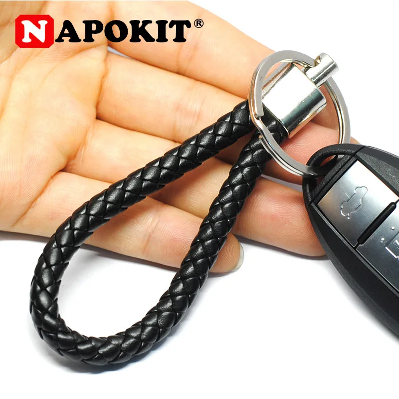 

Black PU Leather Car Key Holder Key Rings Key Chain Hand Auto Keychain Car Keyring Gift Creative Auto Car Accessories