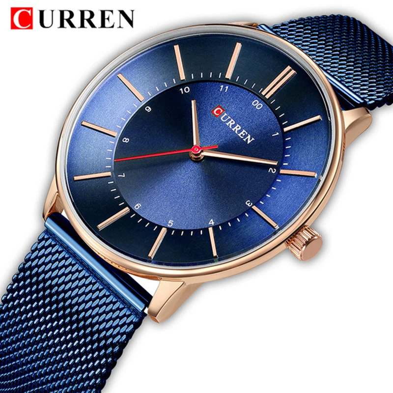 

Relogio Masculino CURREN Mens Fashion Quartz Watch Man Ultra-thin Waterproof Wristwatch Men Stainless Steel Mesh Band Watches