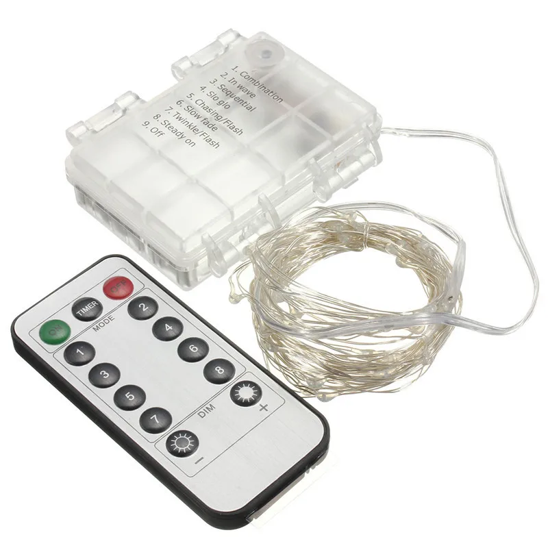 

600CM 60 LED Battery Operated Silver Wire Waterproof String Fairy Light String with Remote Controller