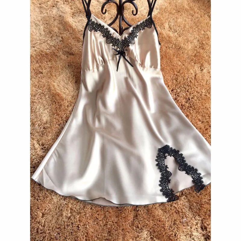 2018 Летняя мода вискоза v-образным вырезом Женская ночная рубашка Спагетти ремень тонкая талия сексуальная ночная рубашка для женщин Chmise De