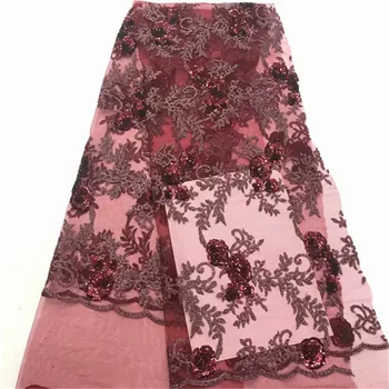 

African Sequins Lace Fabric 2019 Embroidered Nigerian Net Lace Fabric Bridal High Quality French Tulle Lace Fabric