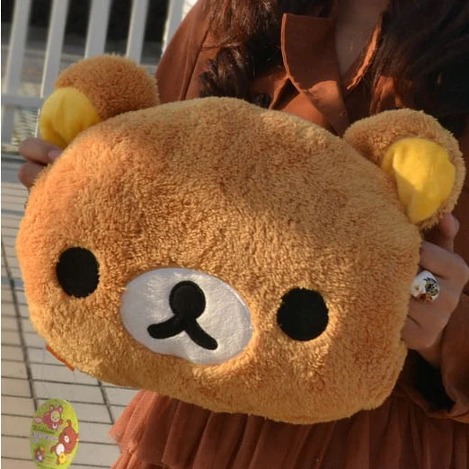 Милый Rilakkuma коричневый медведь маленькая желтая плюшевая игрушка «цыпленок» мягкая теплая подушка с отверстиями для рук изысканный подарок