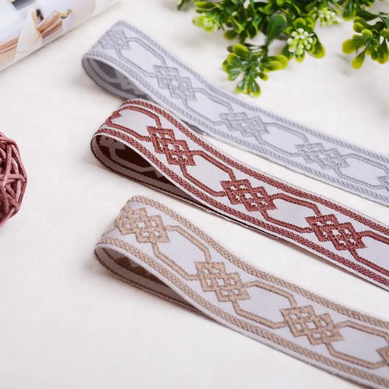 

25yards/lot 3cm Width Ethnic Embroidered Jacquard Ribbons Trim Curtain Making Material Diy For Sewing Handcraft Decoration