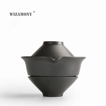 

WIZAMONY Kung Fu Tea set Include 1 Pot 2 Cup Elegant Gaiwan teapot kettle Ceramic Coffee Cup Chinese Celadon Porcelain Tea Pot